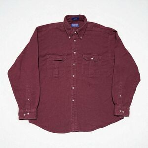 Pendleton Men’s XL Maroon Button Front Shirt Long Sleeve Outdoors Workwear Flaw
